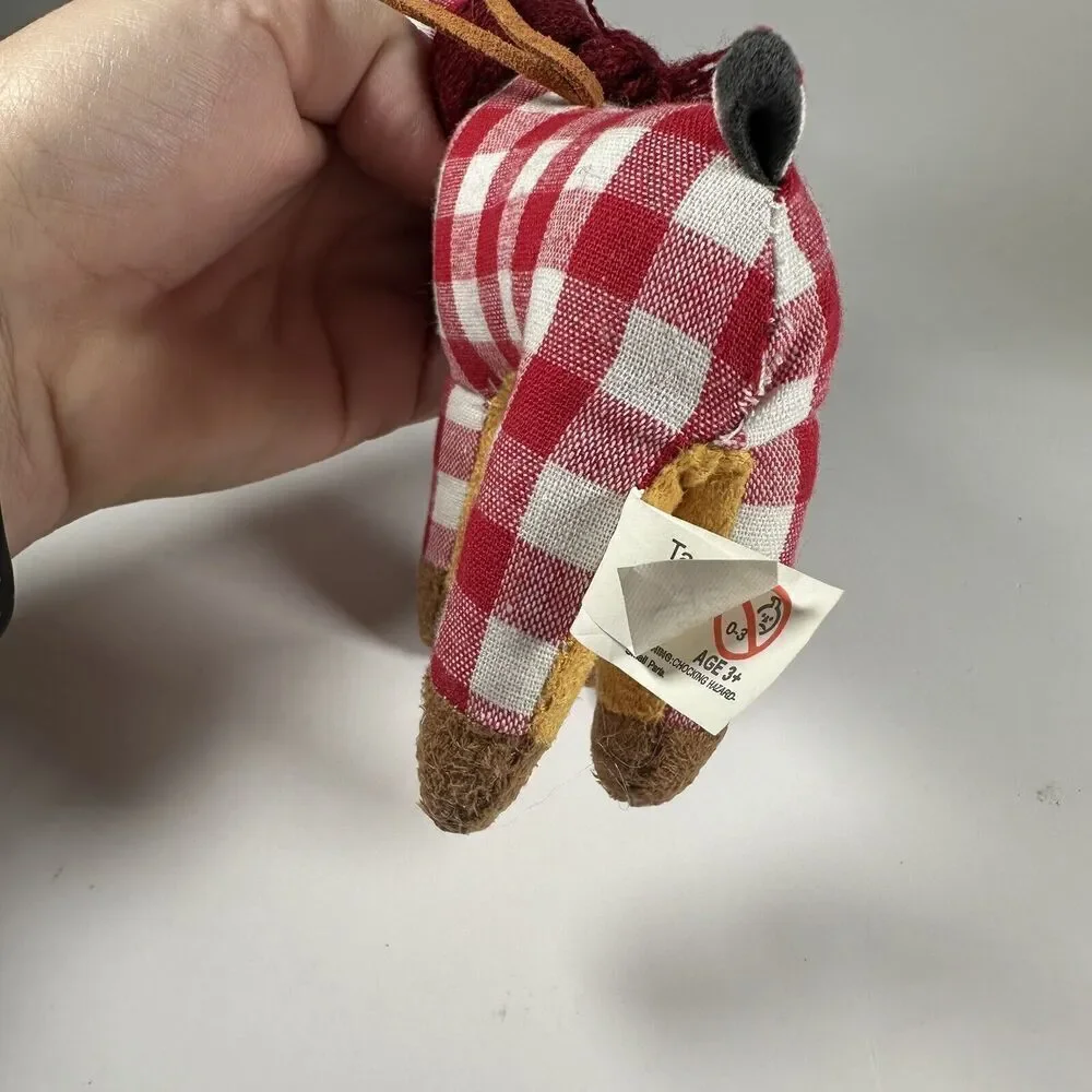 Target Wondershop Plaid Reindeer Deer‎ Christmas Ornament Scarf Red White 2018